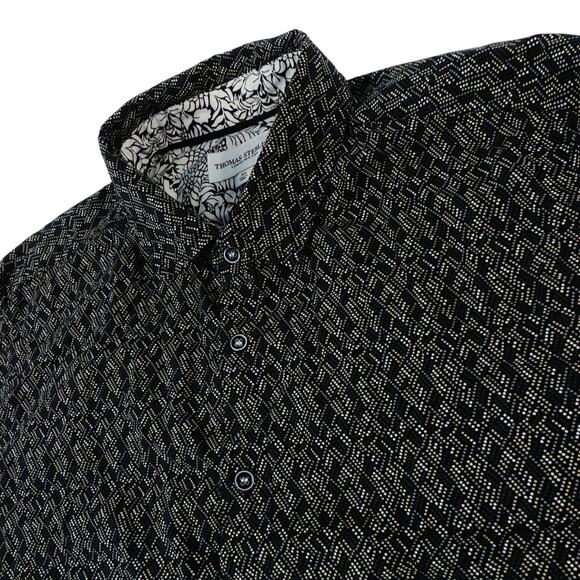 Thomas Sterling London New York Long Sleeve Button Up Black Geometric Shirt XL - Picture 1 of 6
